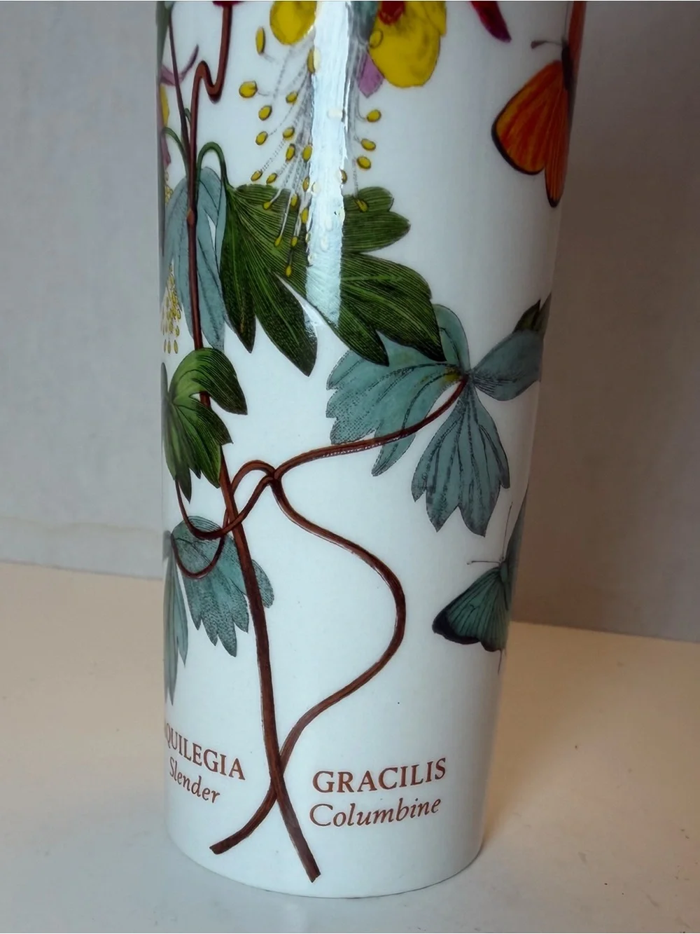 Vintage Portmeirion Botanic Garden Bud Vase Aquilegia Gracilis Slender Columbine